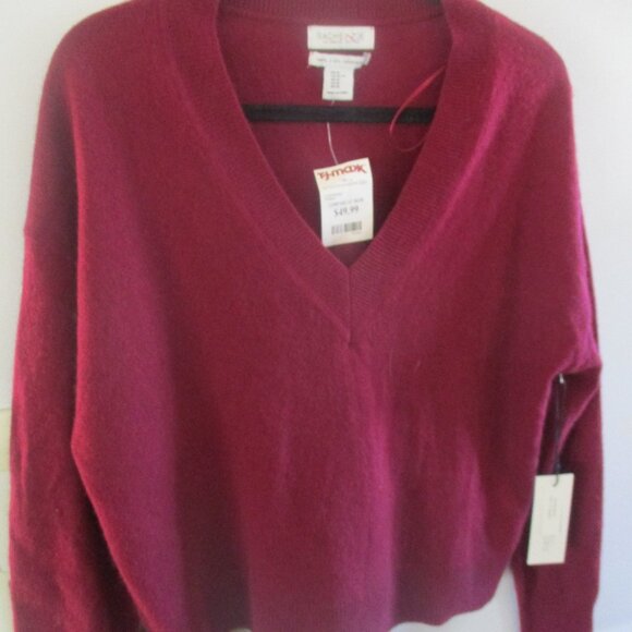 Rachel Zoe  new nwt  100% Cashmere Sweater xl wine burgandy - Picture 1 of 2
